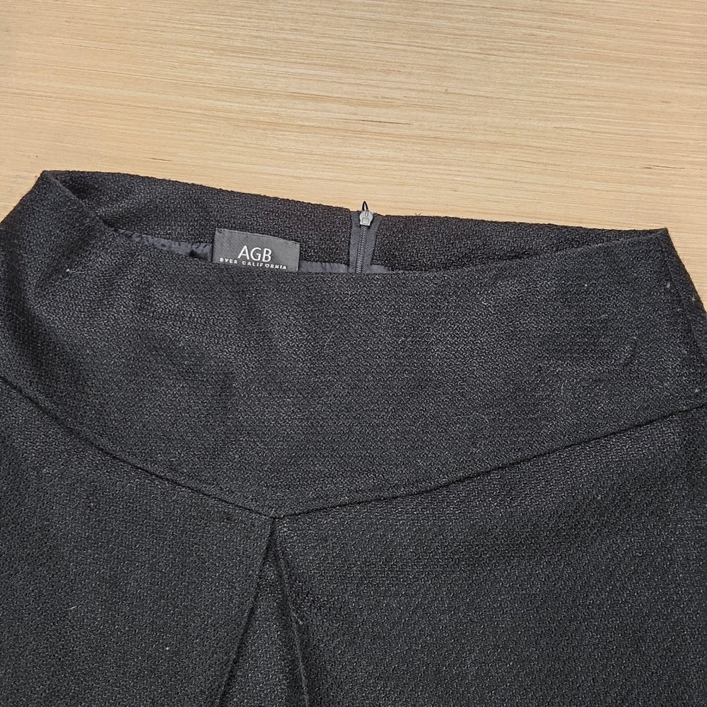 AGB Mini Skirt Women 10 Black Pleated Front Textured Workwear Career‎ Retro 90s